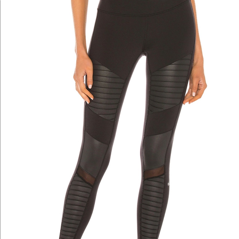 Alo Yoga-Grey 7/8 High Waist Moto Legging